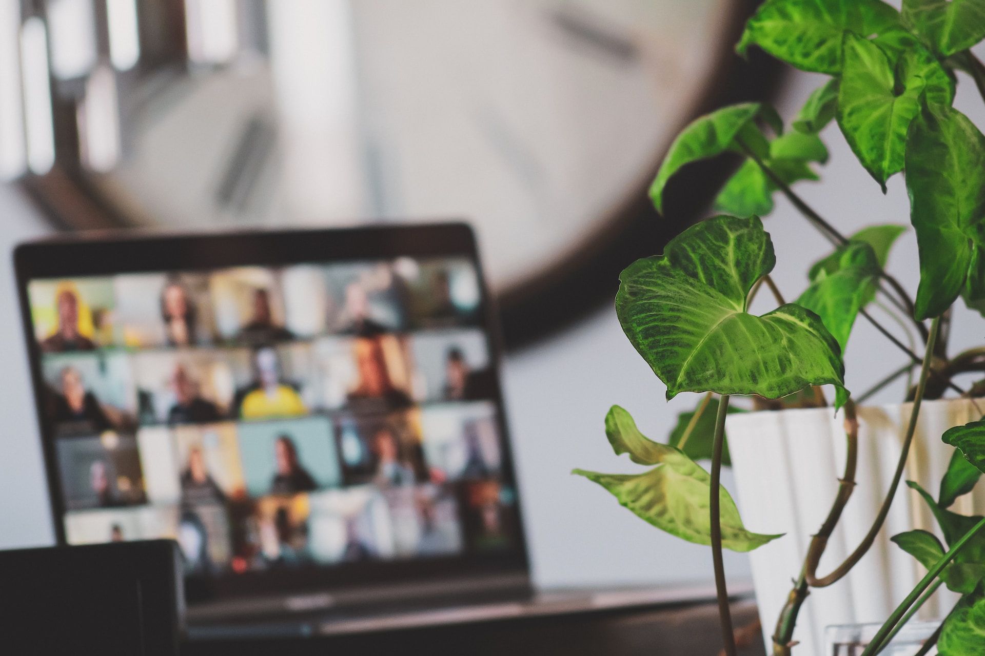 Virtual meeting on a laptop