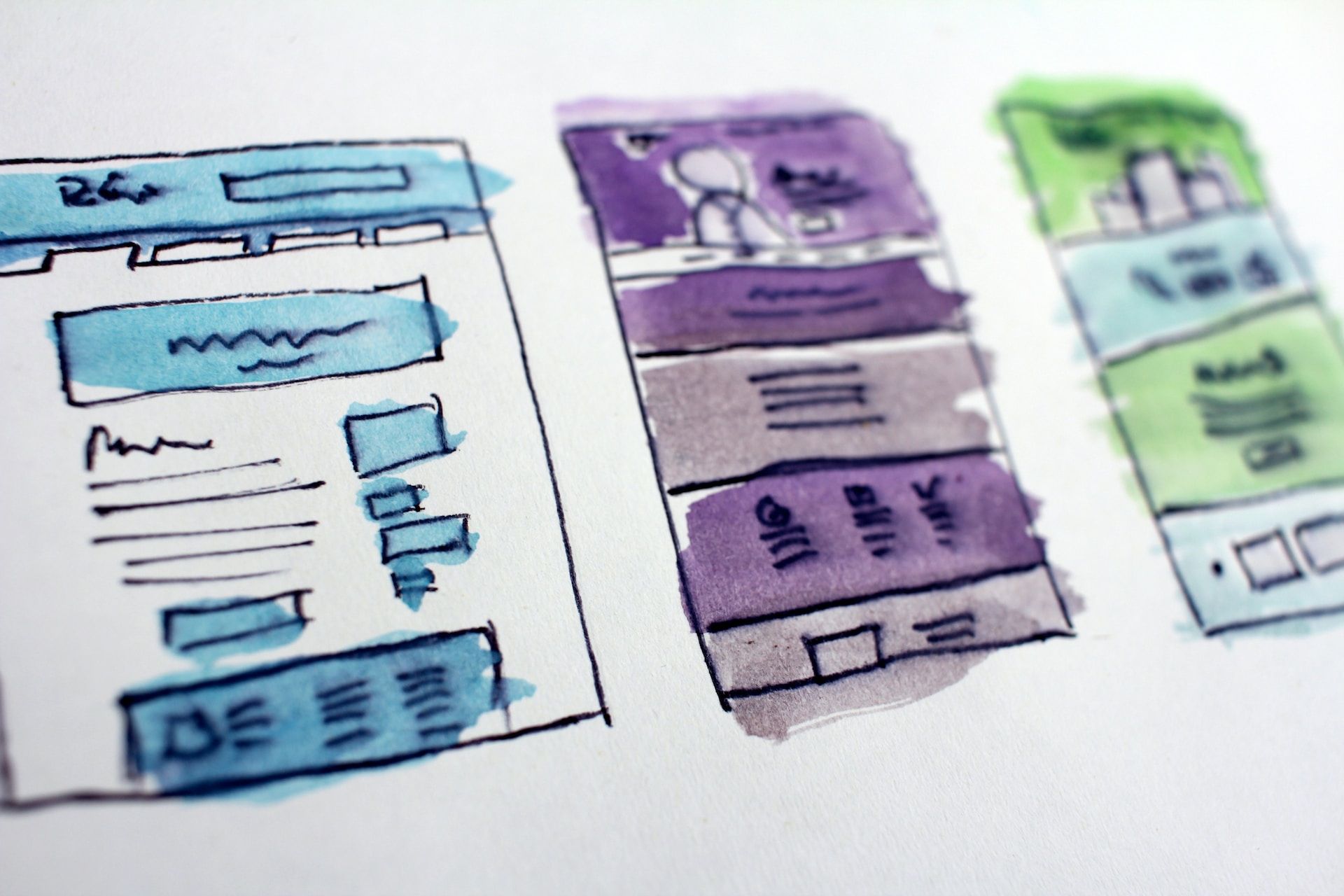 Handmade application wireframes