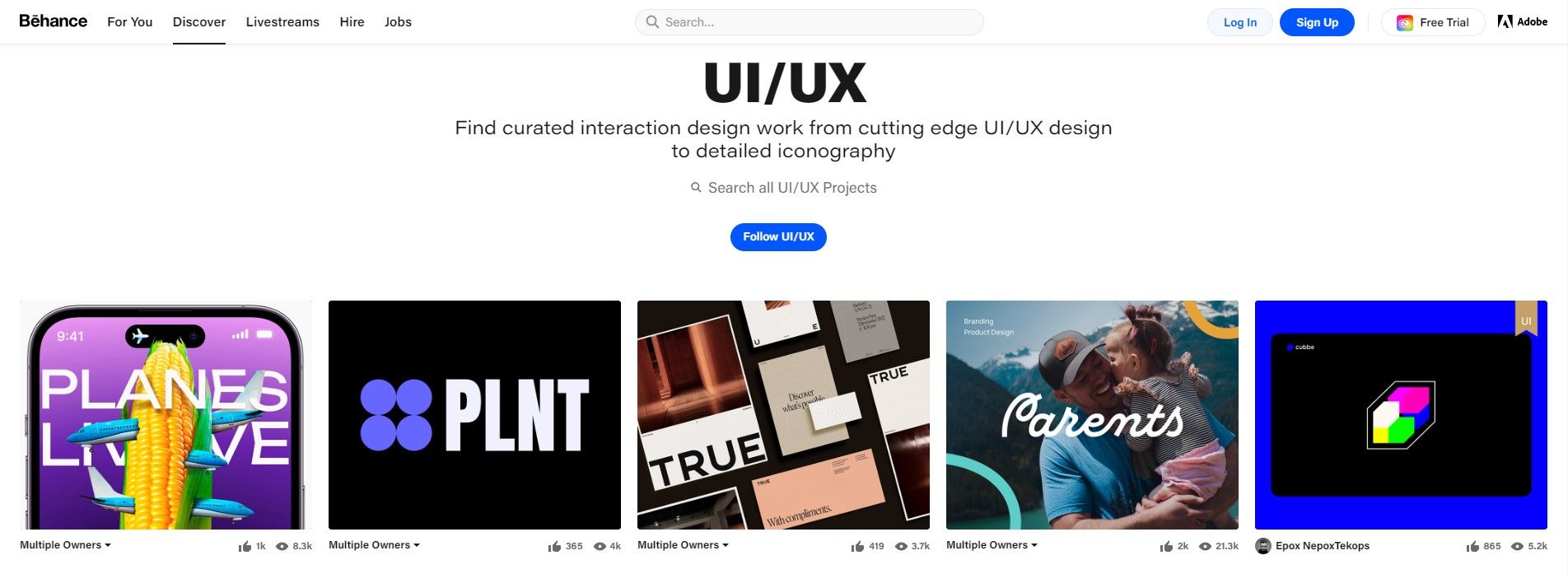 behance website homepage screenshot