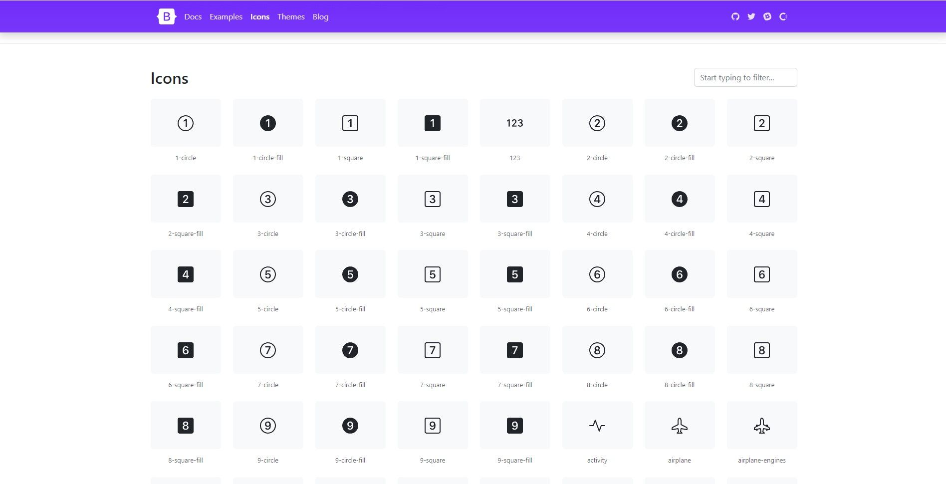 preview of bootstrap icons