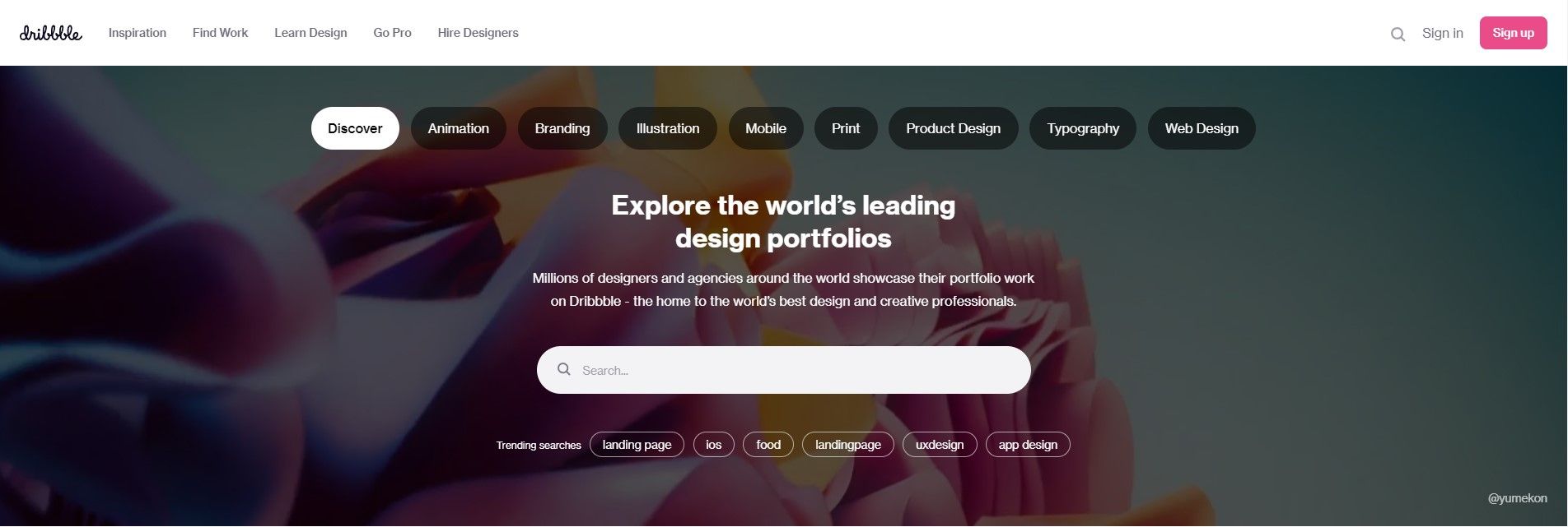 dribbble website homepage screenshot