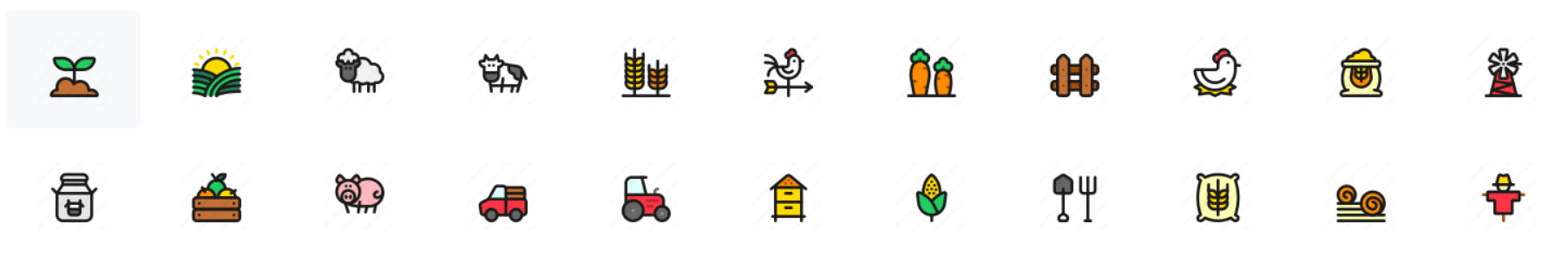 List of flat icons style