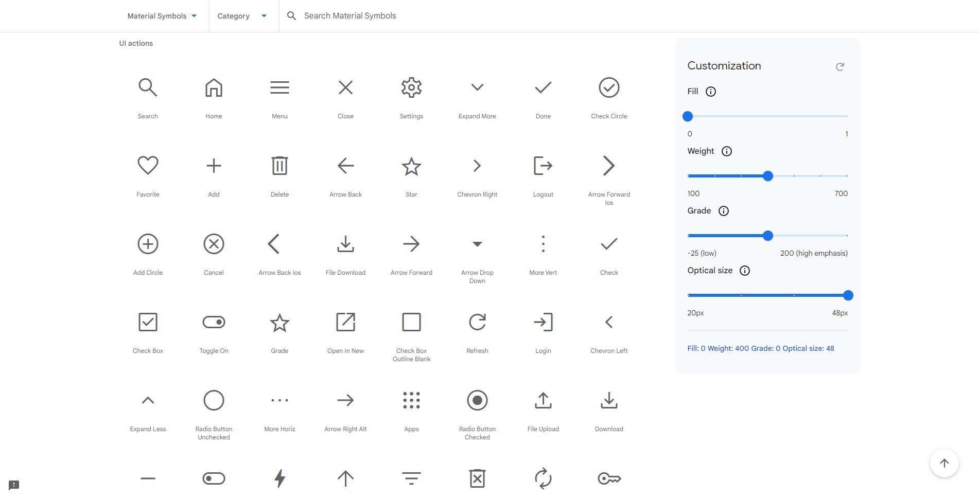 preview of material symbols icons