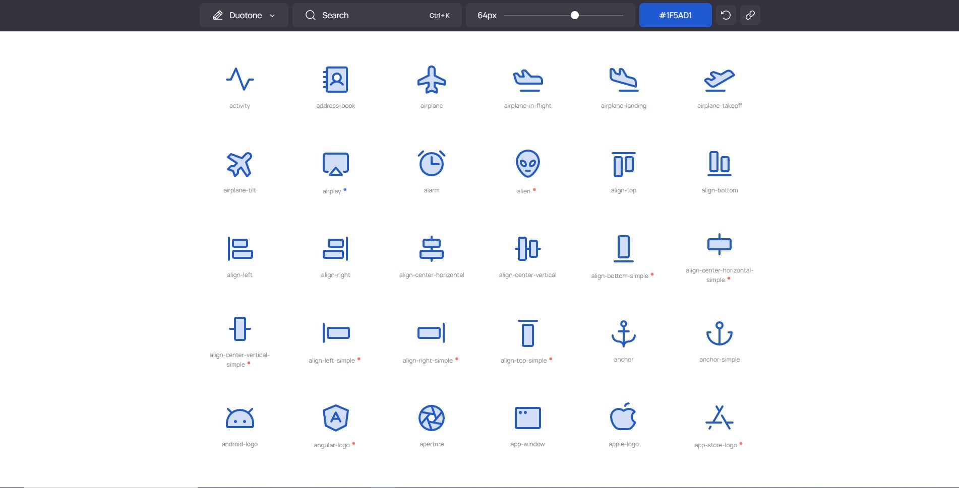 preview of Phosphor icons