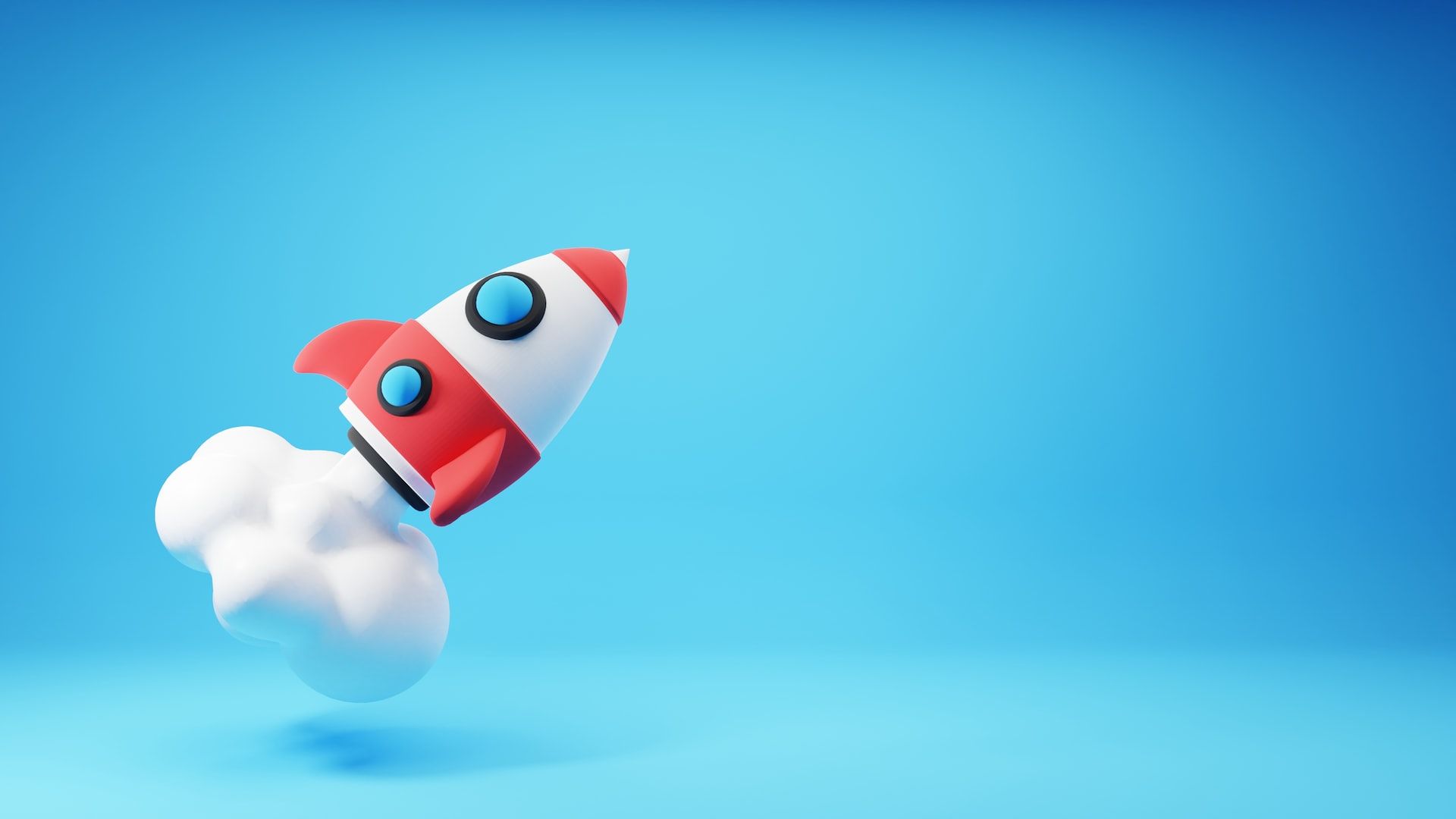 3D rocket on a blue background
