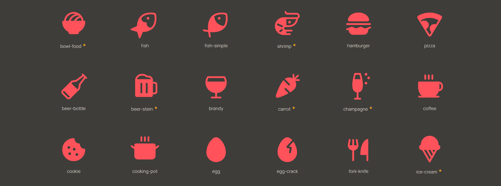 List of solid icons style