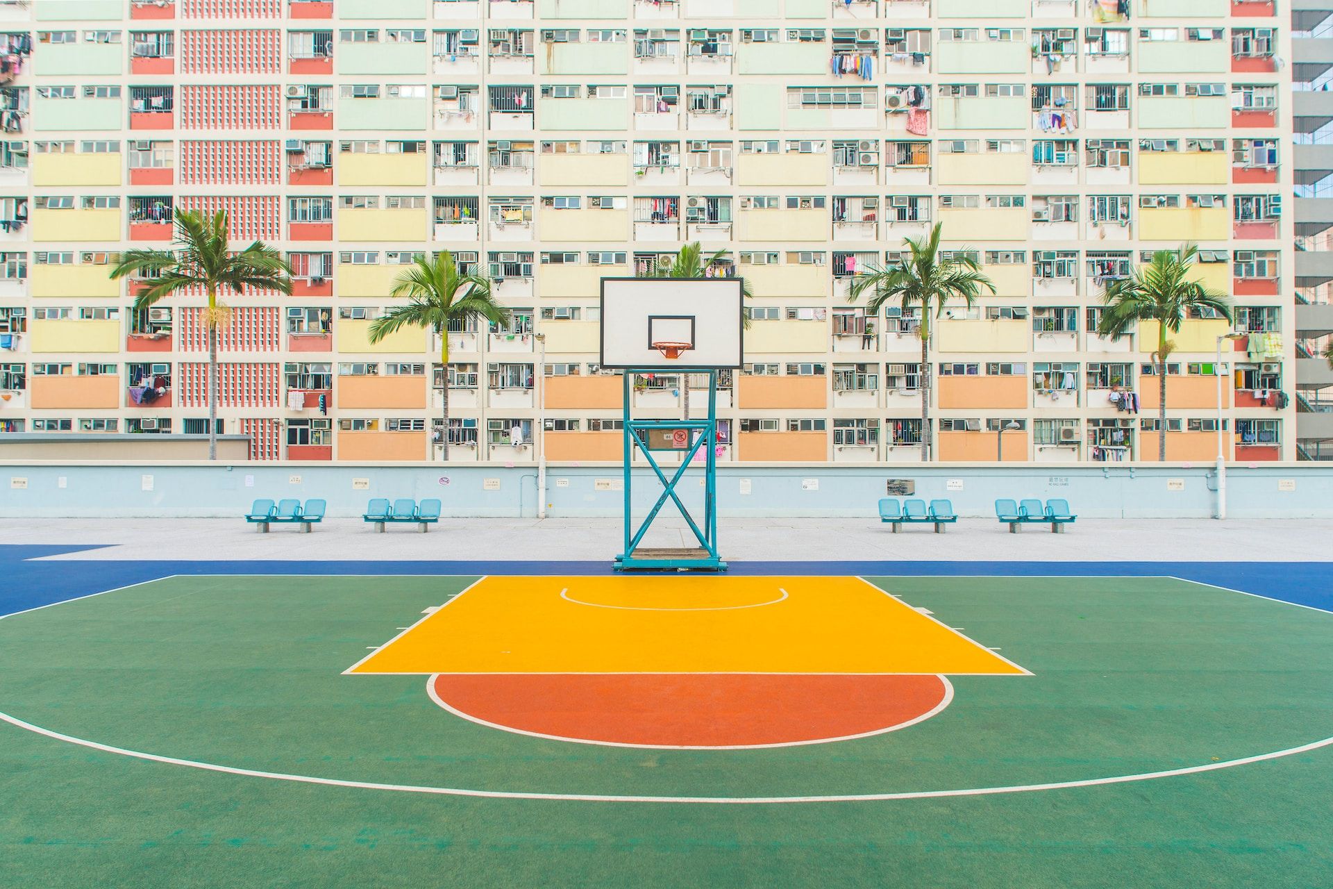 Colorful basketball court